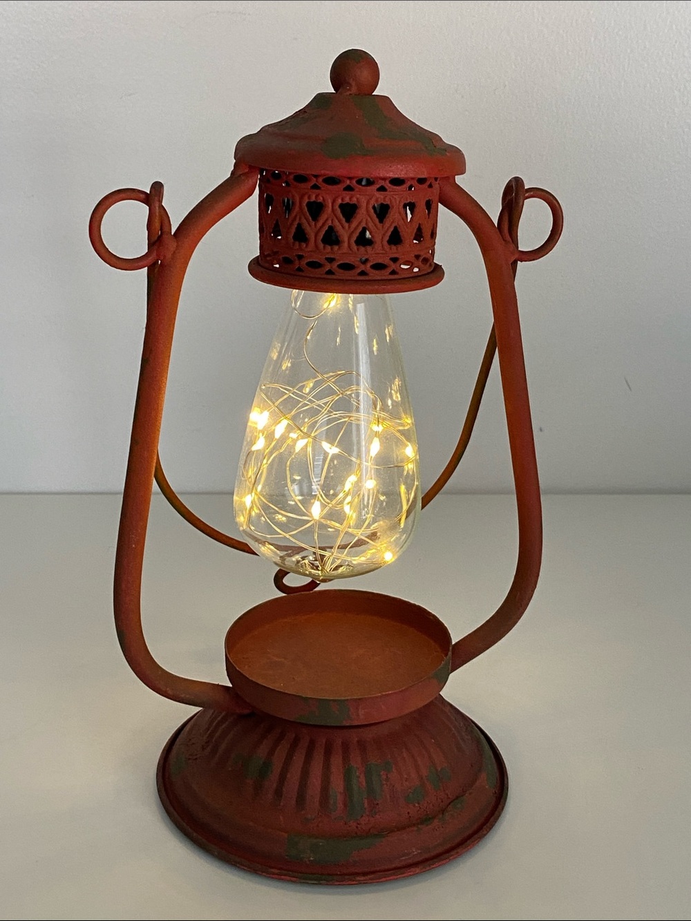 Vintage inspired rustic farmhouse lantern with ferry lights